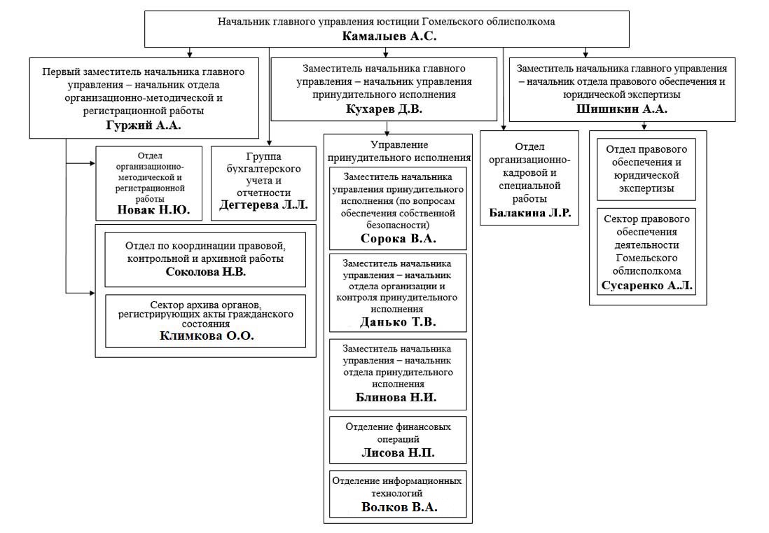 Структура министерства лесного хозяйства. Организационно-правовые формы управления юстицией. Главное управление юстиции Гомельского облисполкома. Управление юстиции.